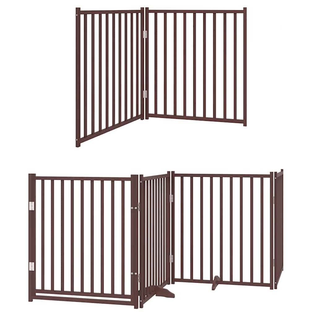 Puerta de perros plegable 12 paneles madera álamo marrón 960 cm