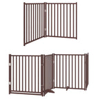 Puerta de perros plegable 12 paneles madera álamo marrón 960 cm