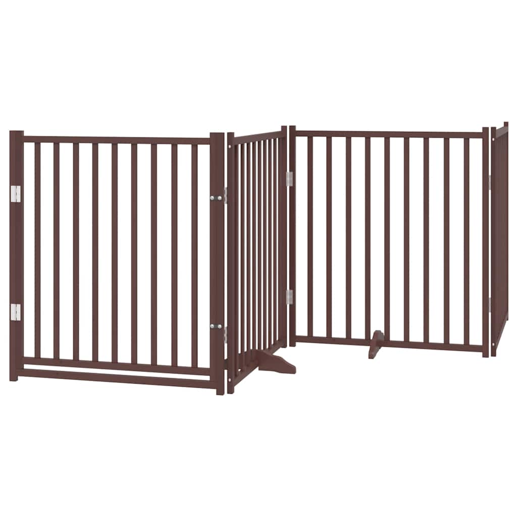 Puerta de perros plegable 12 paneles madera álamo marrón 960 cm