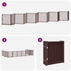 Puerta de perros plegable 12 paneles madera álamo marrón 960 cm