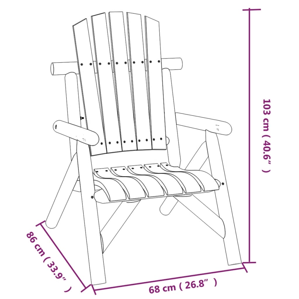 Silla de jardín madera maciza de abeto 68x86x103