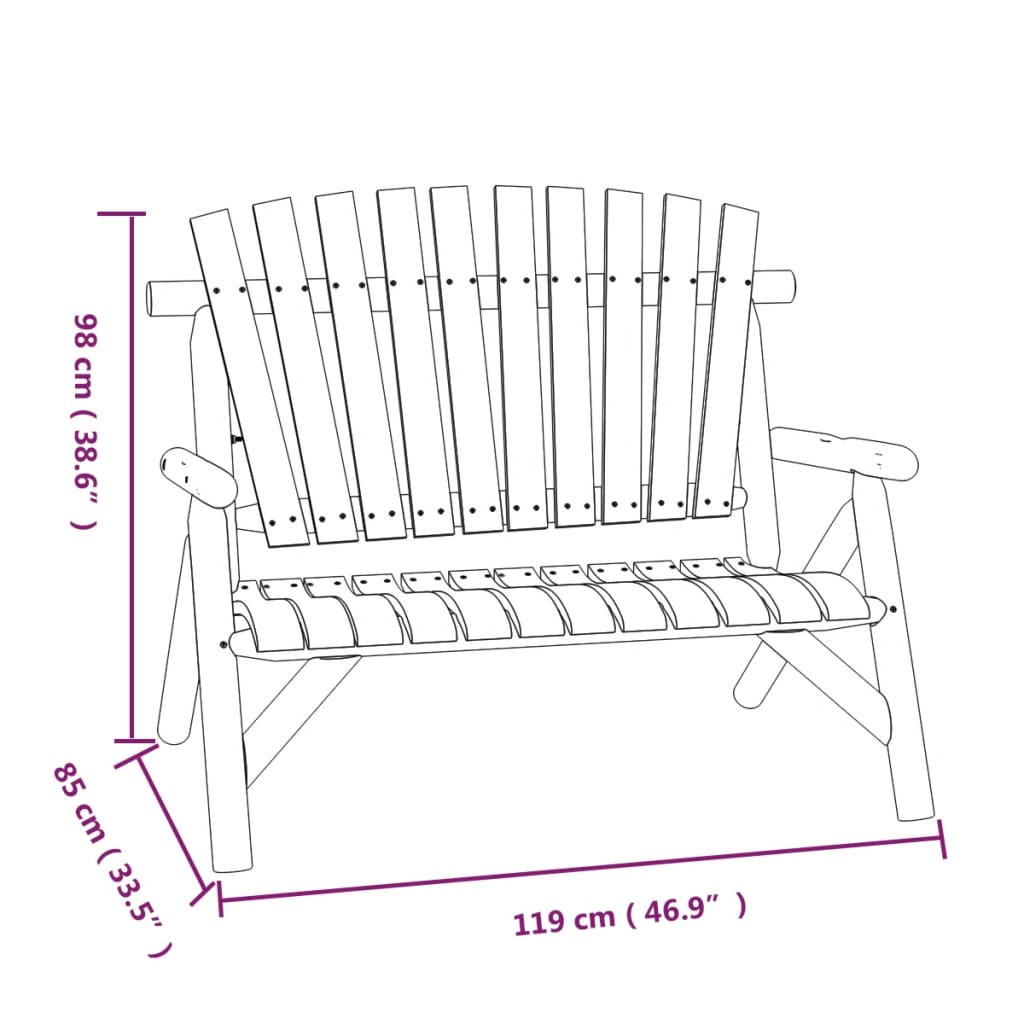 Banco de jardín de 2 plazas madera maciza abeto 119x85x98 cm