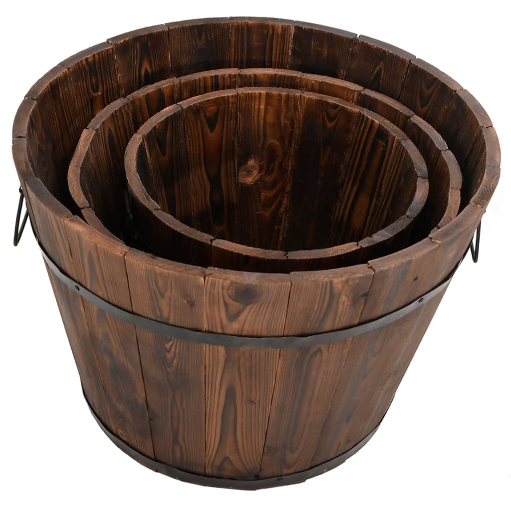Juego de maceteros cubo de madera 3 piezas madera maciza abeto