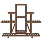 Soporte de flores con ruedas madera maciza abeto 110x25x101 cm