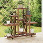 Flower stand with wheels solid fir wood 110x25x101 cm