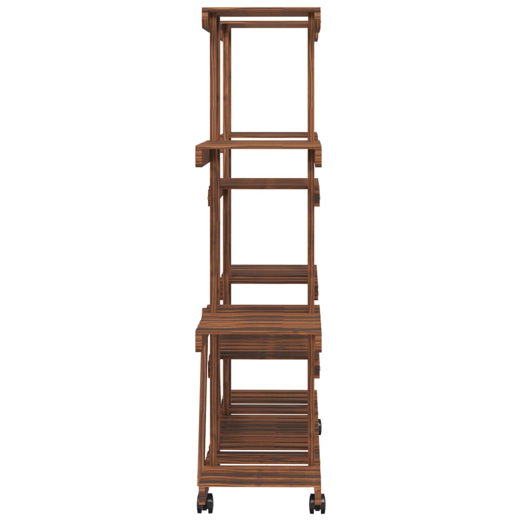 Soporte de flores con ruedas madera maciza abeto 110x25x115 cm
