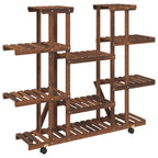 Soporte de flores con ruedas madera maciza abeto 110x25x115 cm