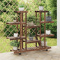 Flower stand with wheels, solid fir wood, 110x25x115 cm