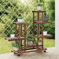 Flower stand with wheels, solid fir wood, 110x25x115 cm