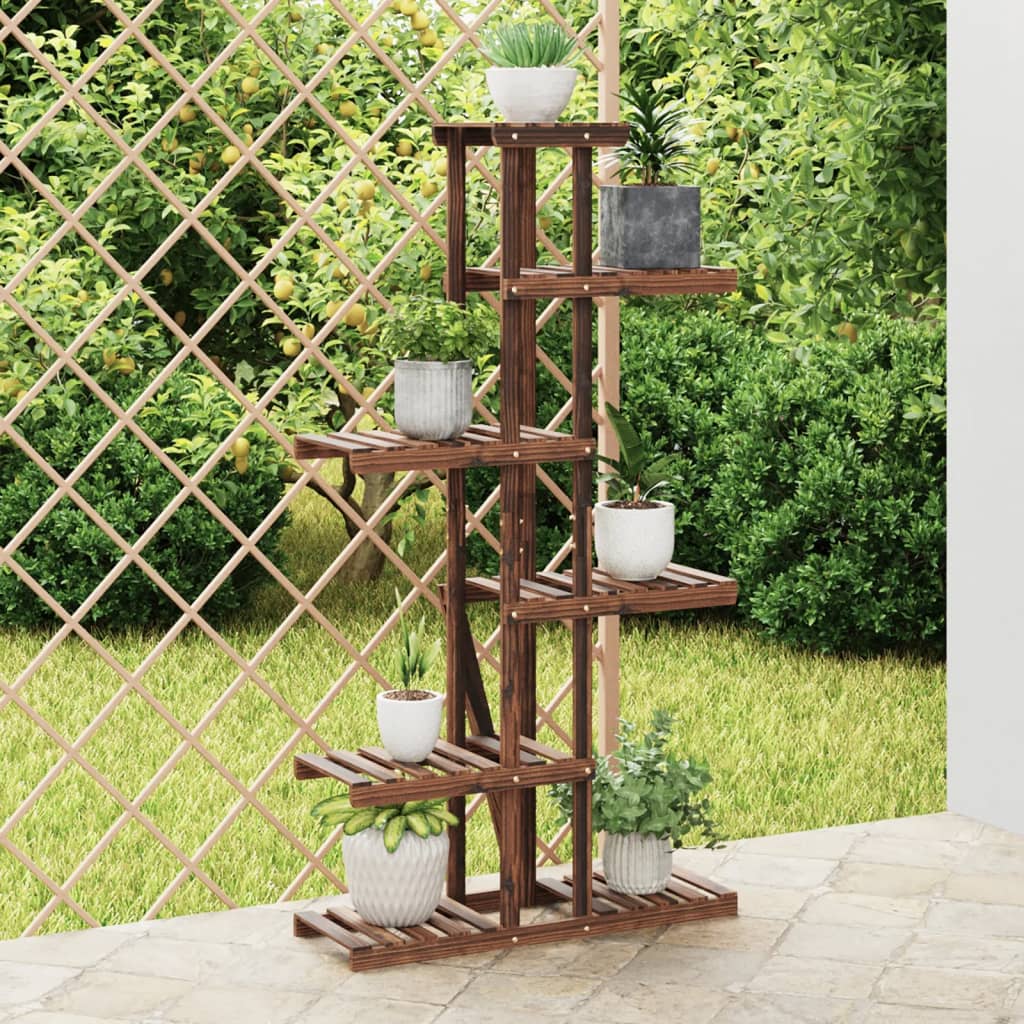 Soporte de flores con ruedas madera maciza abeto 110x25x115 cm
