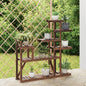 Flower stand with wheels, solid fir wood, 110x25x115 cm