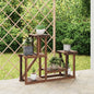 Flower stand with wheels, solid fir wood, 110x25x115 cm