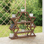 Flower stand with wheels, solid fir wood, 110x25x115 cm