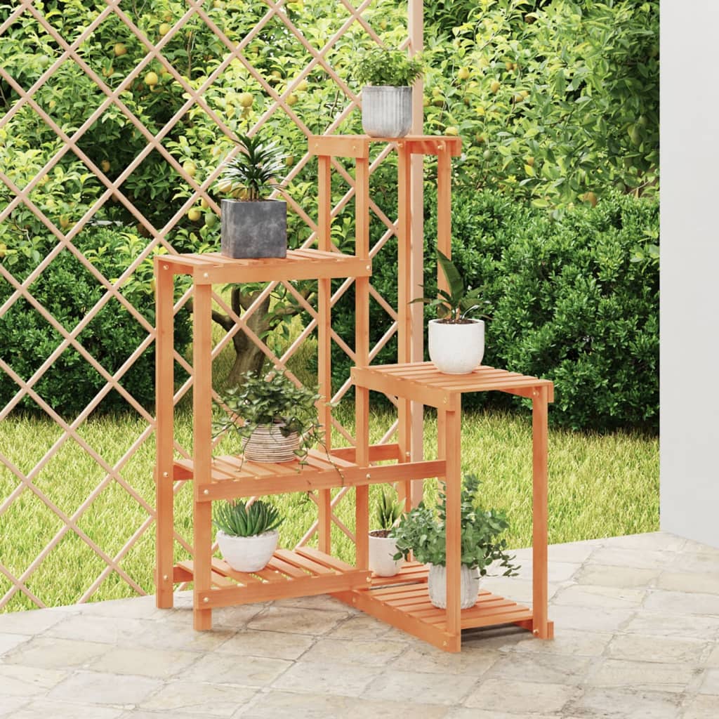 Soporte de flores con ruedas madera maciza abeto 110x25x115 cm