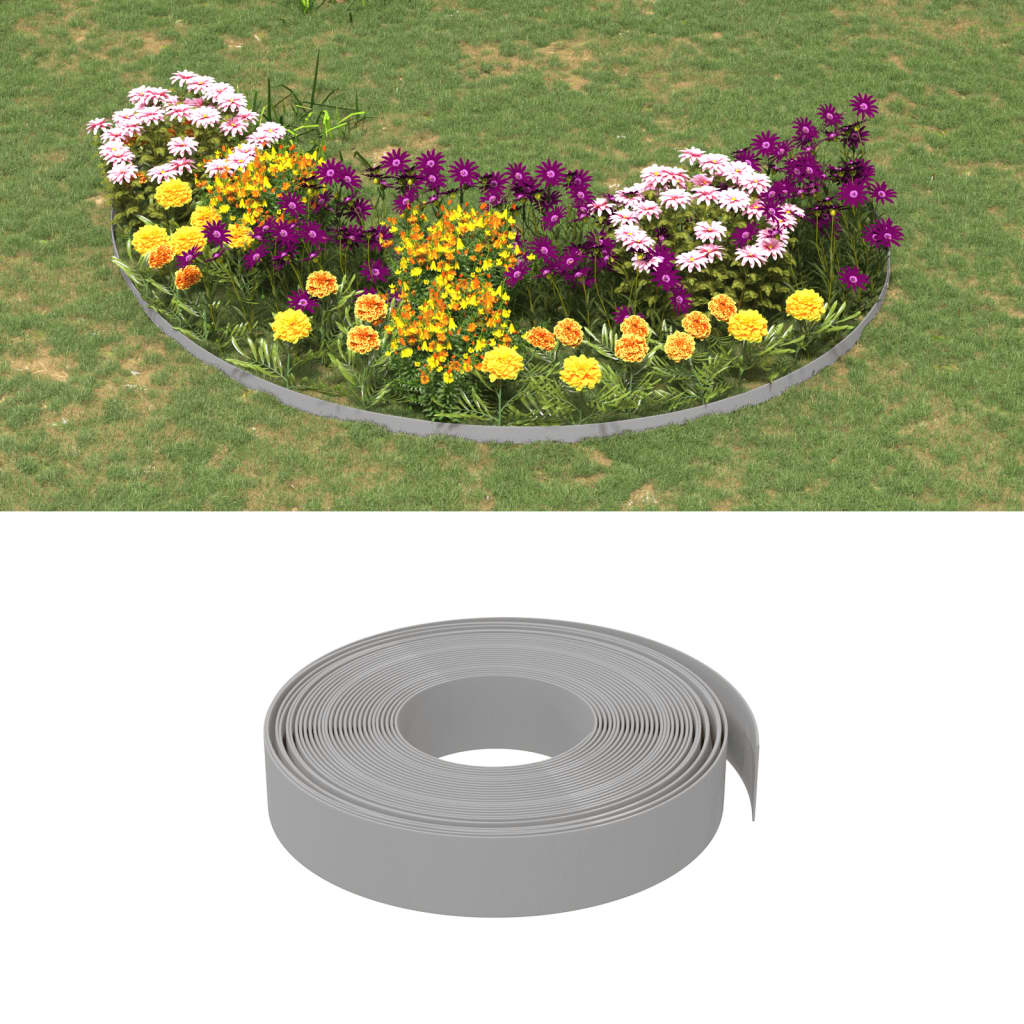 Gray polyethylene garden edging 10 m 10 cm