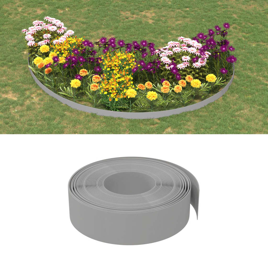Gray polyethylene garden edging 10 m 10 cm