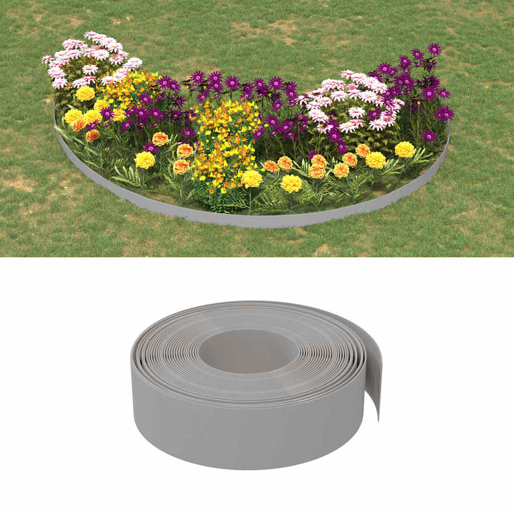 Gray polyethylene garden edging 10 m 10 cm