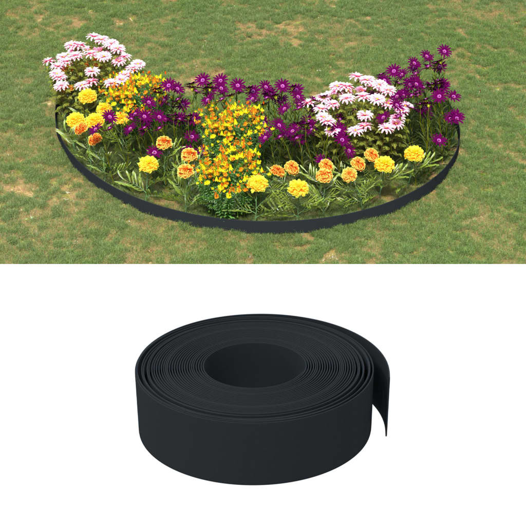 Gray polyethylene garden edging 10 m 10 cm