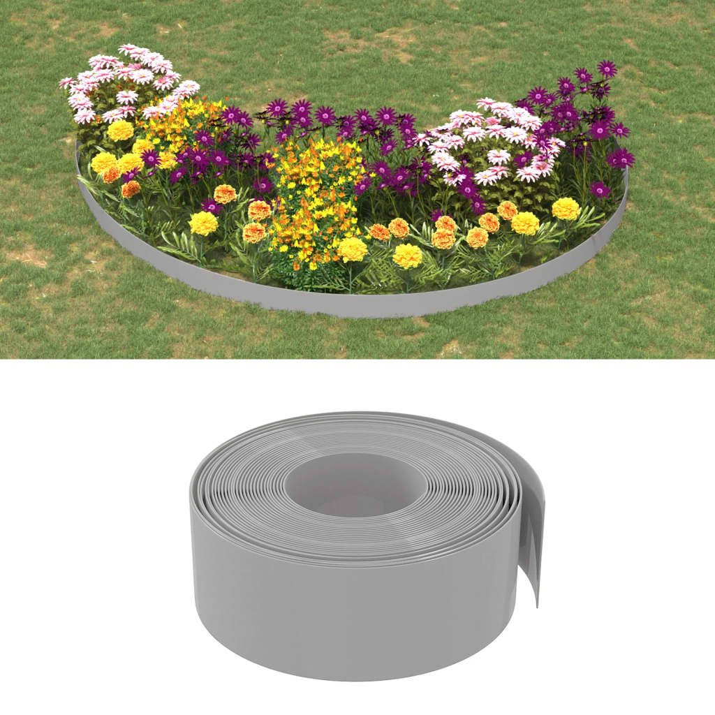 Gray polyethylene garden edging 10 m 10 cm