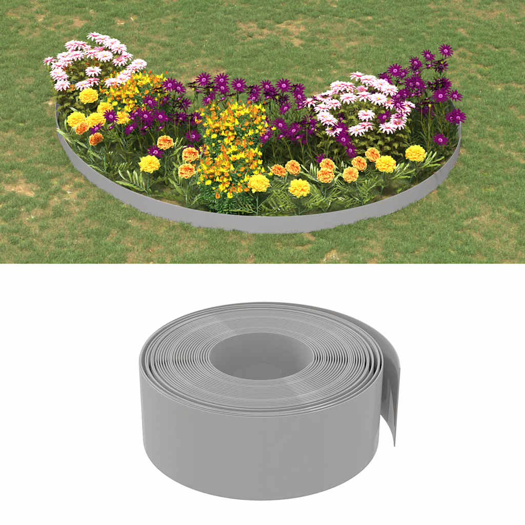 Gray polyethylene garden edging 10 m 10 cm
