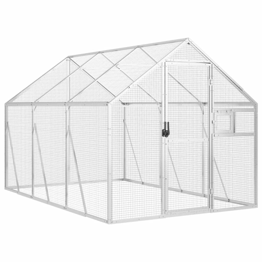 Pajarera de aluminio color plateado 1,79x3x1,85 m