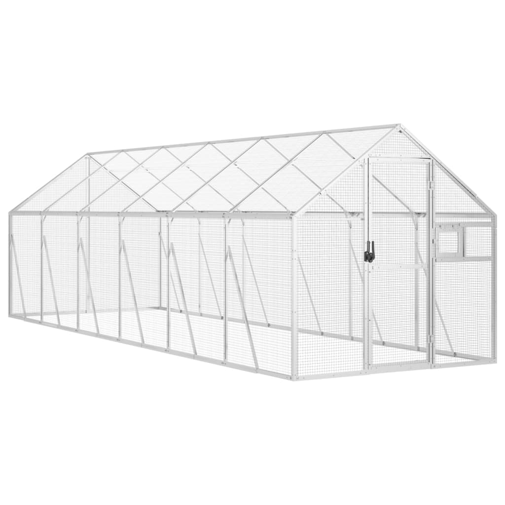 Pajarera de aluminio color plateado 1,79x6x1,85 m