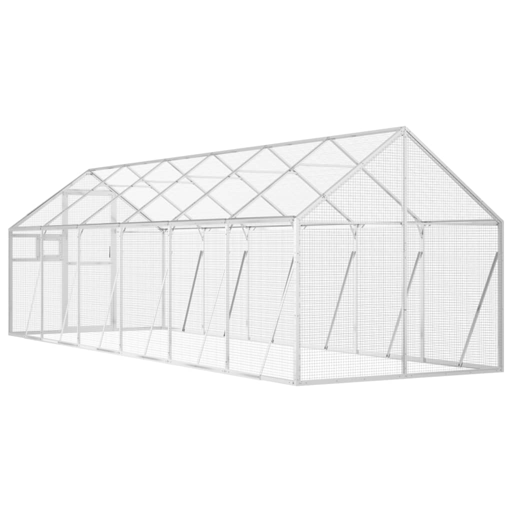 Pajarera de aluminio color plateado 1,79x6x1,85 m