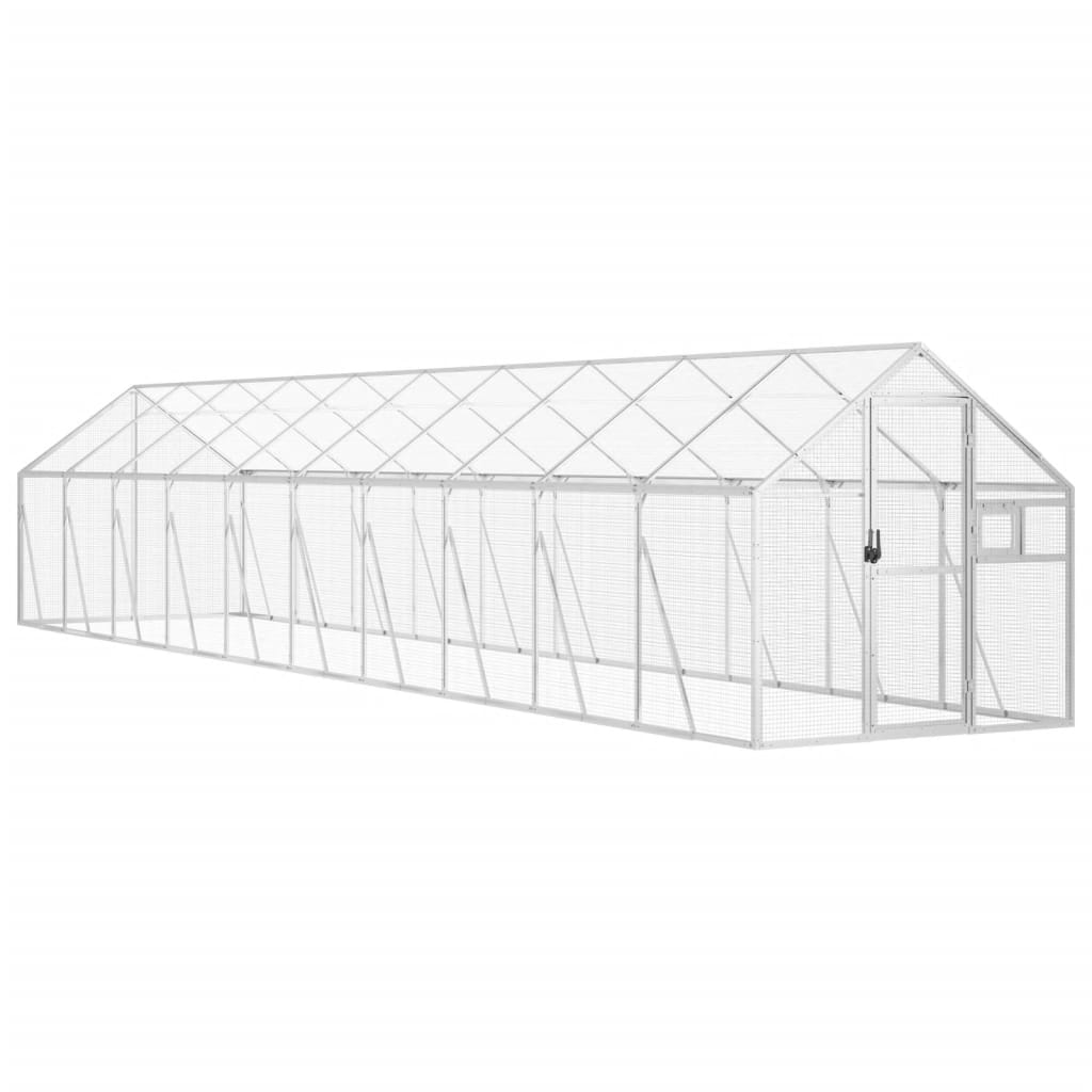 Pajarera de aluminio color plateado 1,79x10x1,85 m