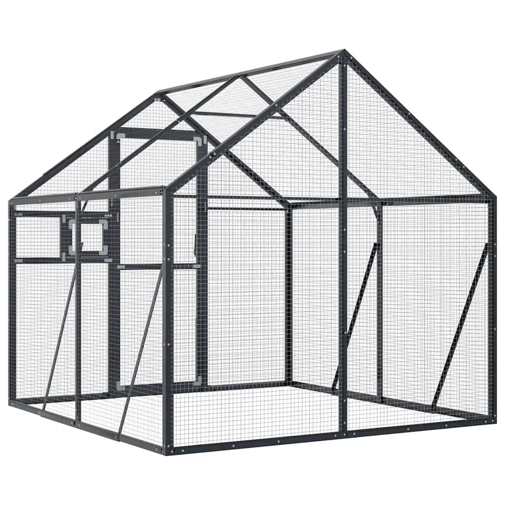 Pajarera de aluminio gris antracita 1,79x2x1,85 m