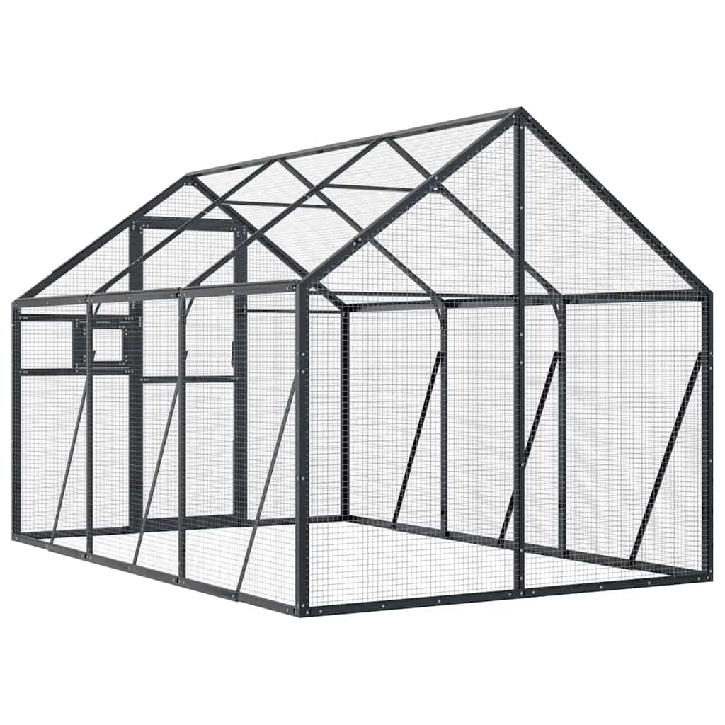Pajarera de aluminio gris antracita 1,79x3x1,85 m