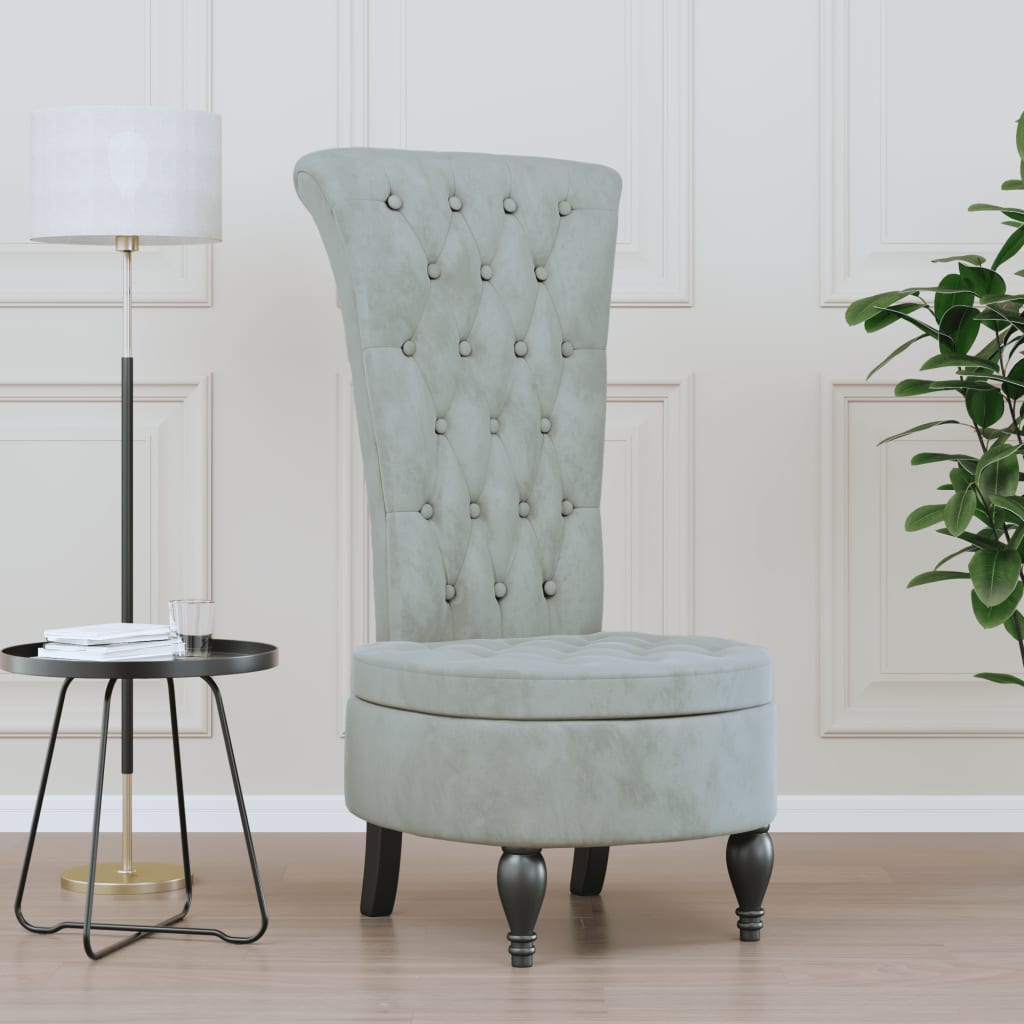 Sillón de respaldo alto con botones terciopelo amarillo