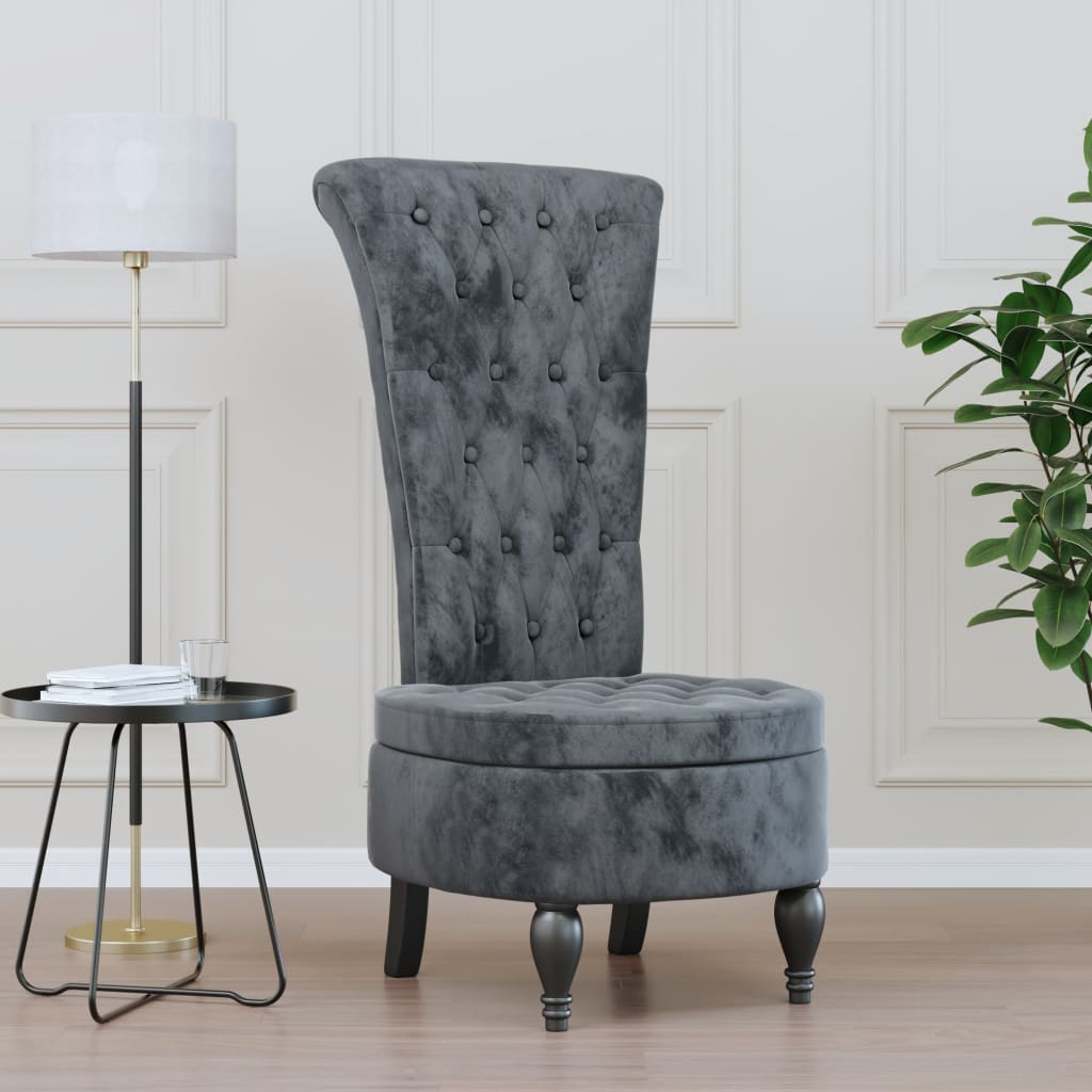 Sillón de respaldo alto con botones terciopelo amarillo