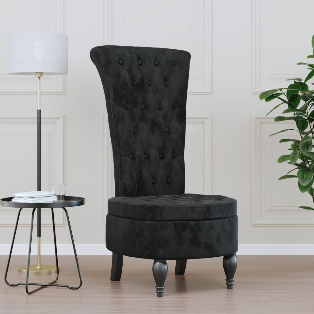 Sillón de respaldo alto con botones terciopelo amarillo