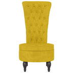 Sillón de respaldo alto con botones terciopelo amarillo