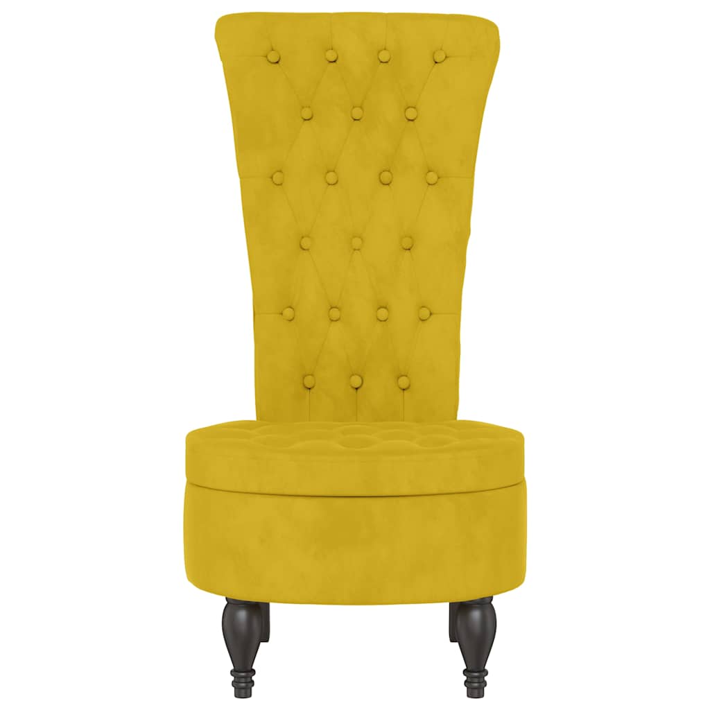 Sillón de respaldo alto con botones terciopelo amarillo