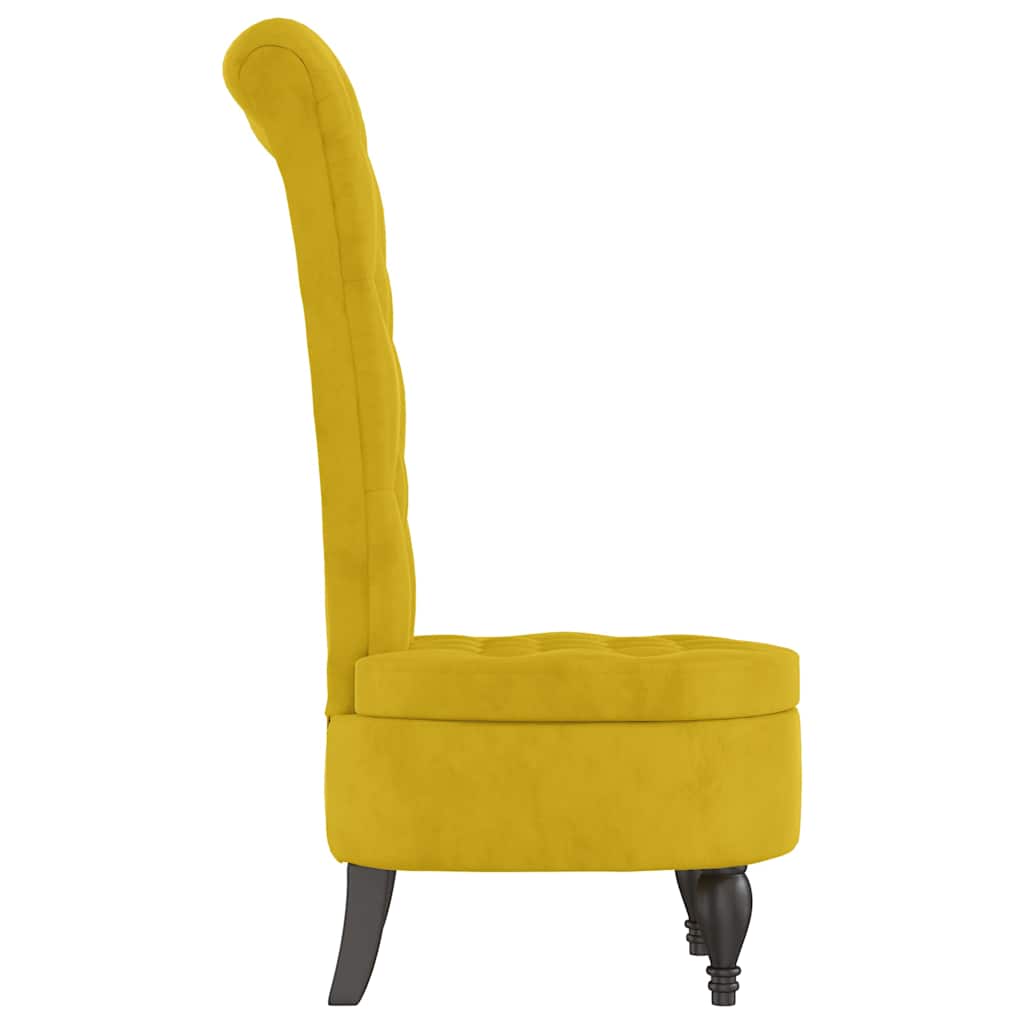 Sillón de respaldo alto con botones terciopelo amarillo