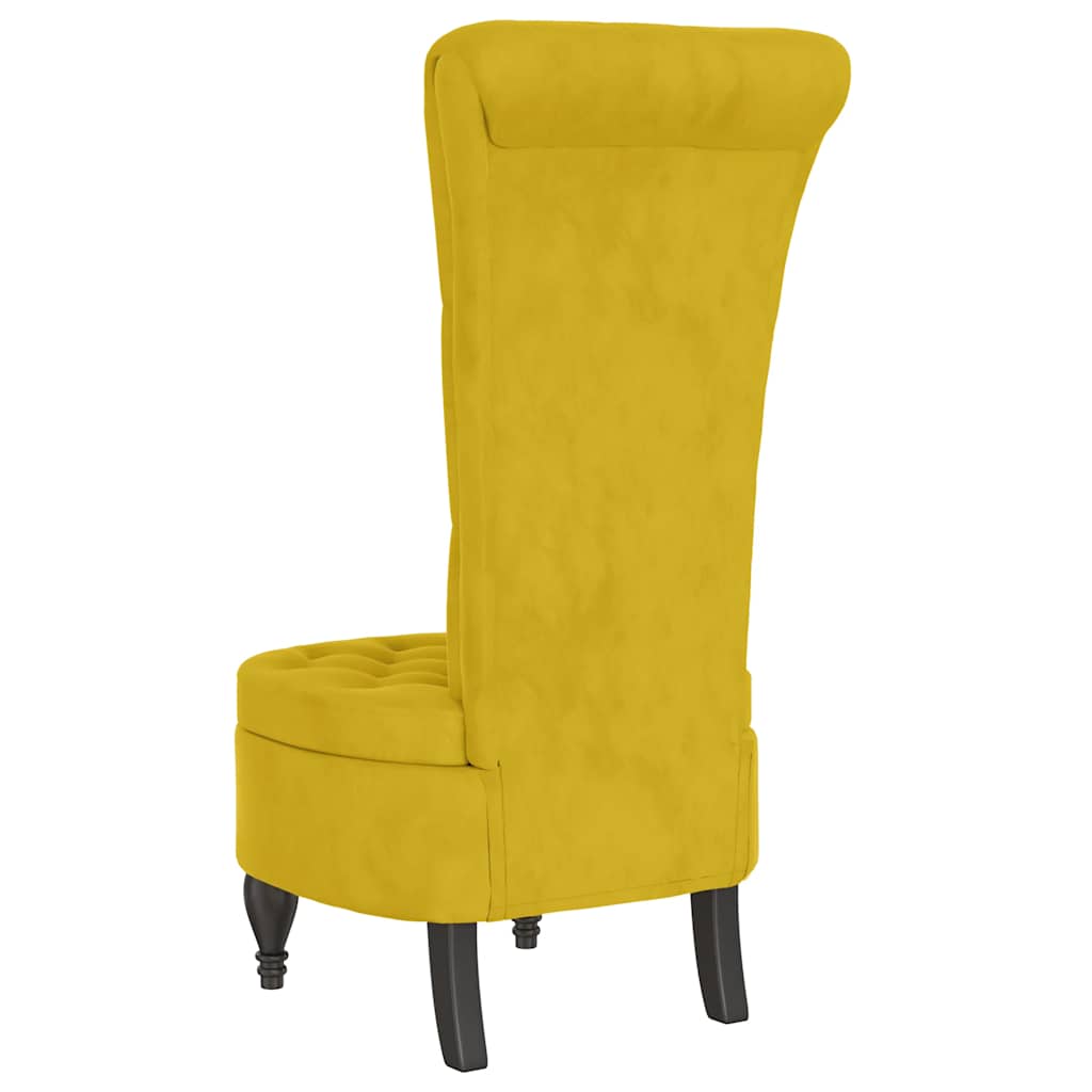 Sillón de respaldo alto con botones terciopelo amarillo