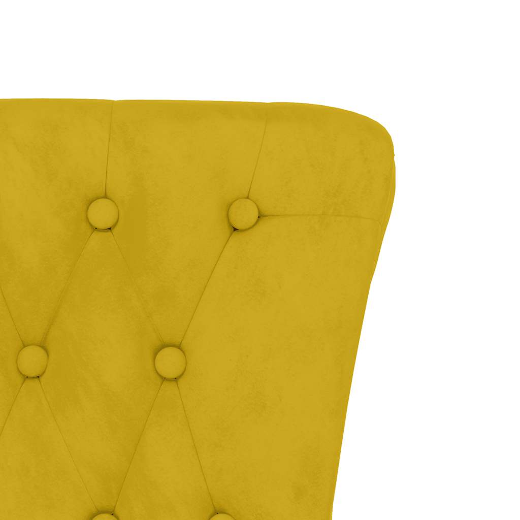 Sillón de respaldo alto con botones terciopelo amarillo