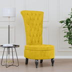 Sillón de respaldo alto con botones terciopelo amarillo