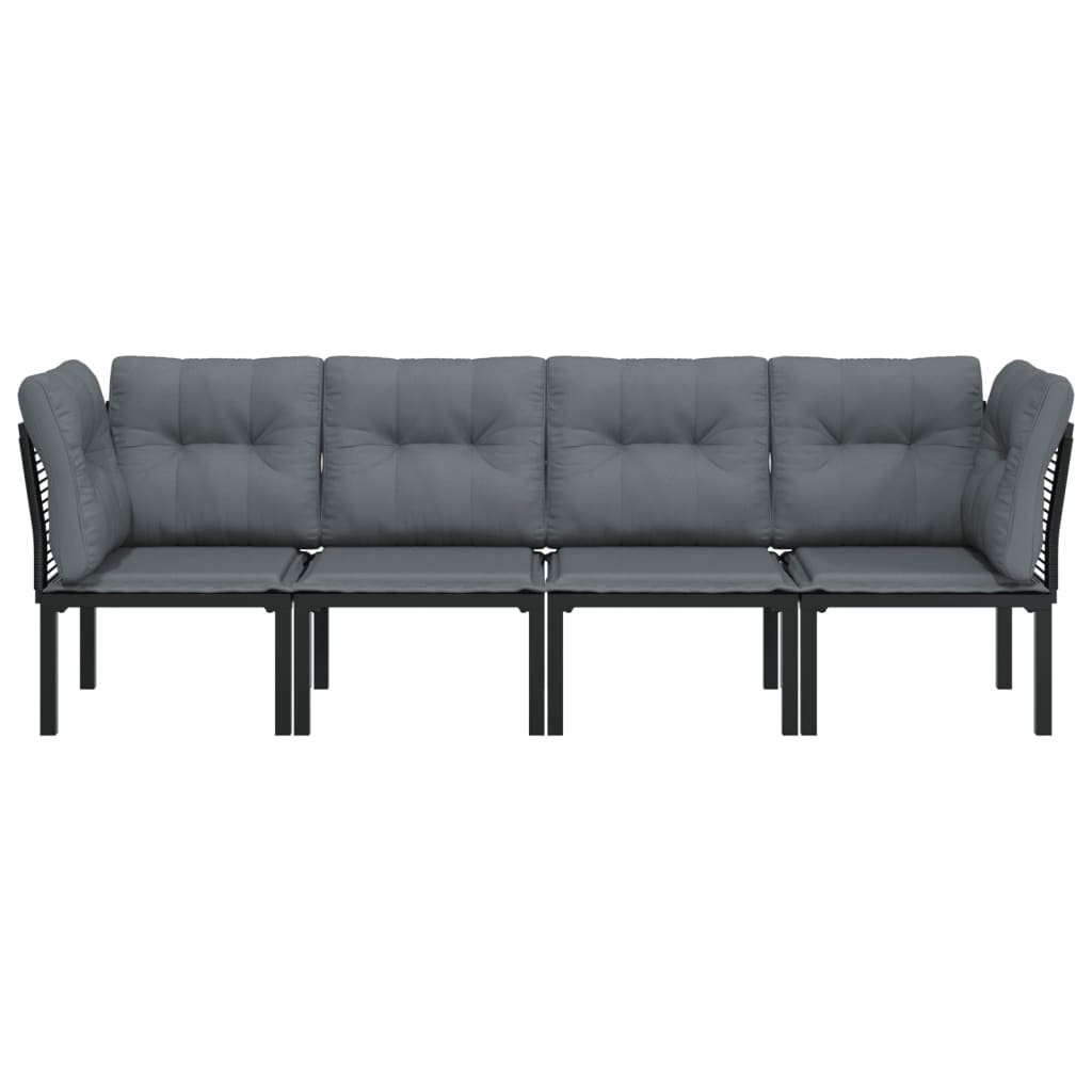 Set de muebles de jardín 4 piezas ratán sintético negro y gris