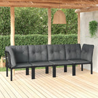 Set de muebles de jardín 4 piezas ratán sintético negro y gris