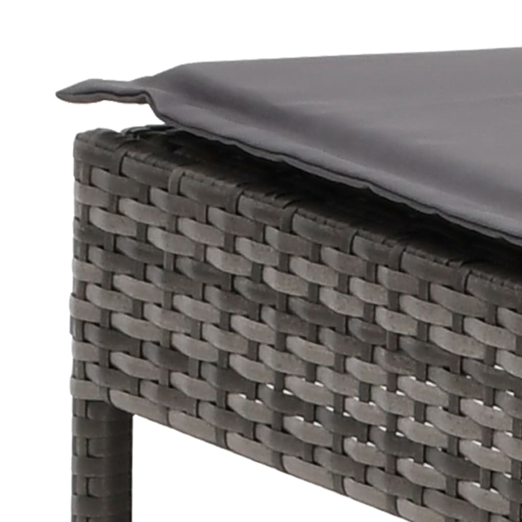 Tumbonas 2 unidades con mesa y cojines ratán sintético gris