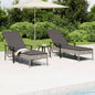2 sun loungers with table and cushions gray poly rattan