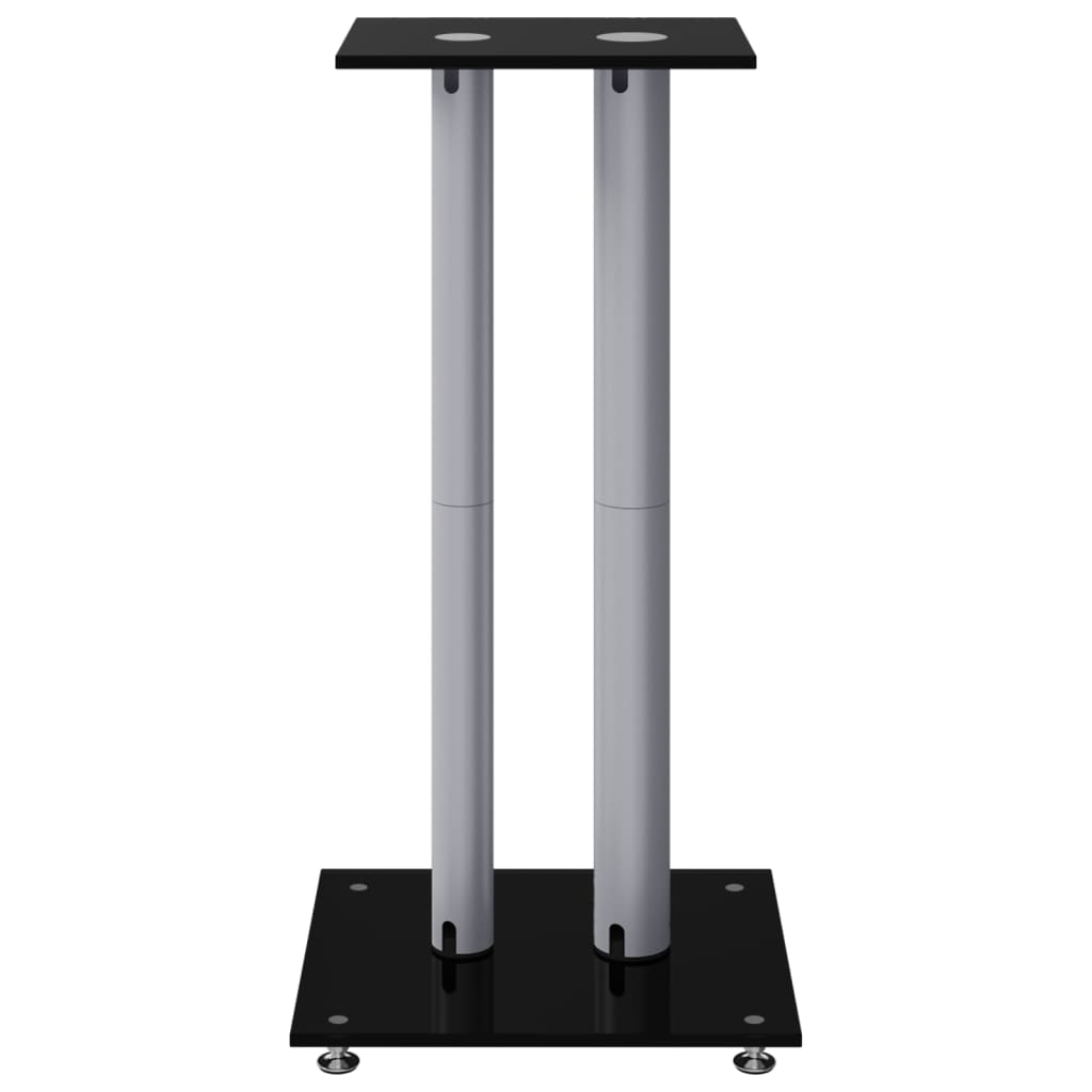 Soportes altavoces 2 ud vidrio templado negro y plata 3 pilares