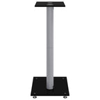 Soportes altavoces 2 ud vidrio templado negro y plata 3 pilares