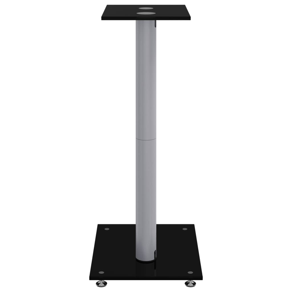 Soportes altavoces 2 ud vidrio templado negro y plata 3 pilares
