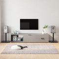 Soportes altavoces 2 ud vidrio templado negro y plata 3 pilares
