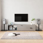 Soportes altavoces 2 ud vidrio templado negro y plata 3 pilares