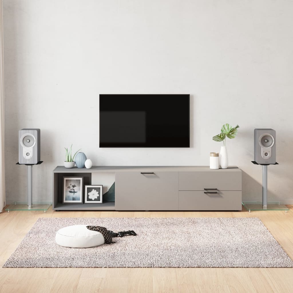 Soportes altavoces 2 ud vidrio templado negro y plata 3 pilares