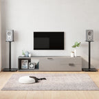 Soportes altavoces 2 ud vidrio templado negro y plata 3 pilares